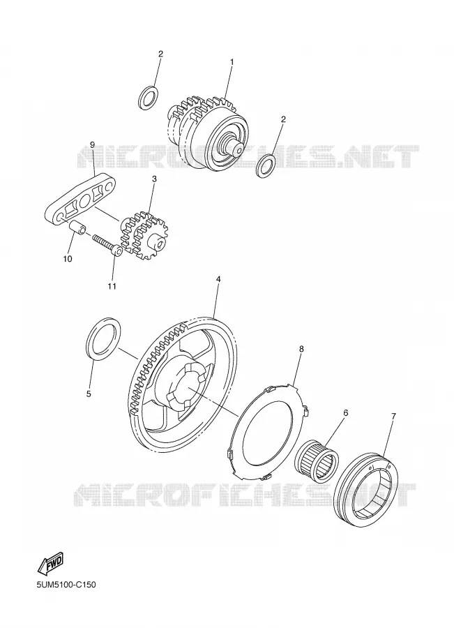 EMBRAYAGE DE DEMARREUR Yamaha MOTO 250 2004 WRF  WR250FS