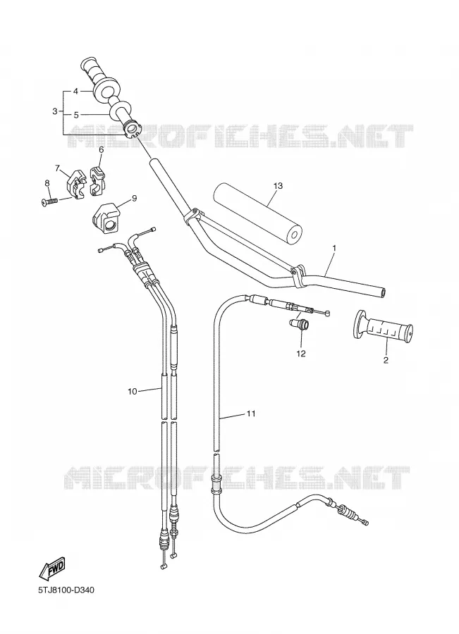 GUIDON ET CABLES Yamaha MOTO 250 2005 WRF  WR250FT