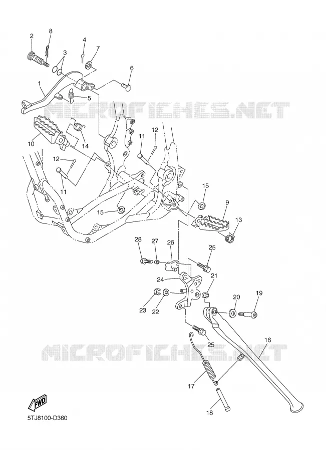BEQUILLE / REPOSE PIEDS Yamaha MOTO 250 2006 WRF  WR250FV