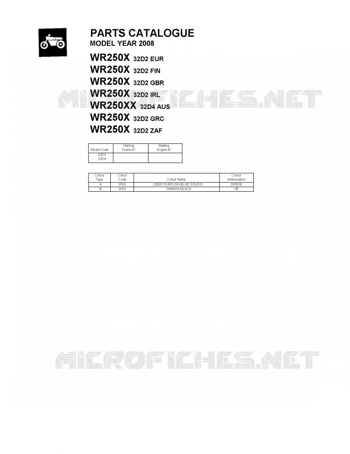 * CATALOG PREFACE * Yamaha MOTO 250 2008 WRX  WR250X