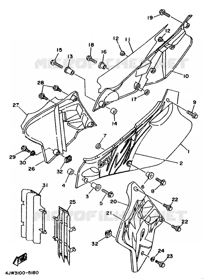 CACHE LATERAL - RESERVOIR D'HUILE Yamaha MOTO 250 1995 WRZ  WR250Z
