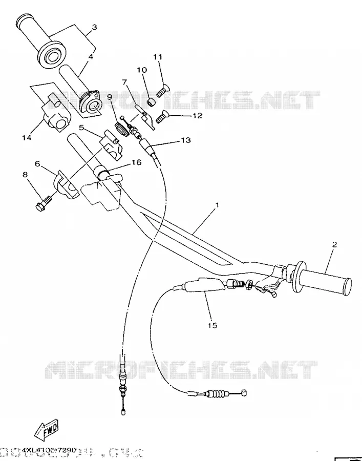 GUIDON ET CABLES Yamaha MOTO 250 1997 WRZ  WR250Z