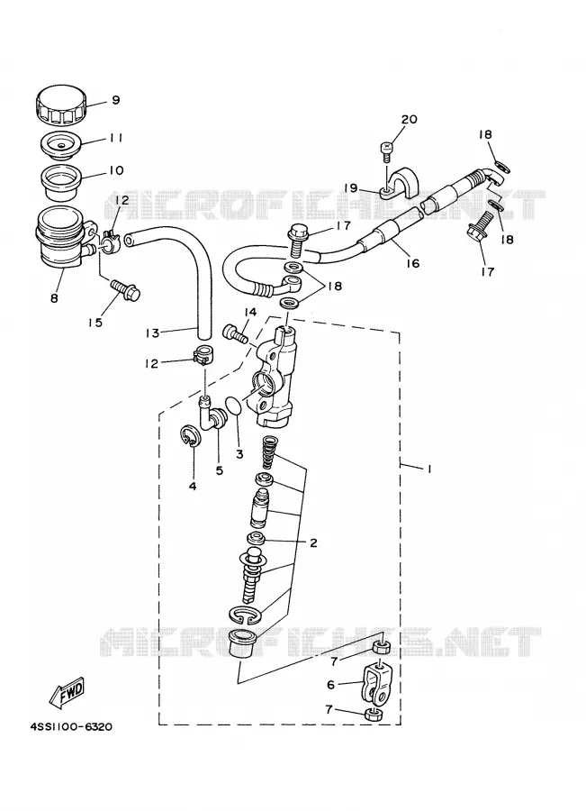 MAITRE CYLINDRE DE FREIN ARRIERE Yamaha MOTO 250 1998 WRZ  WR250Z'98