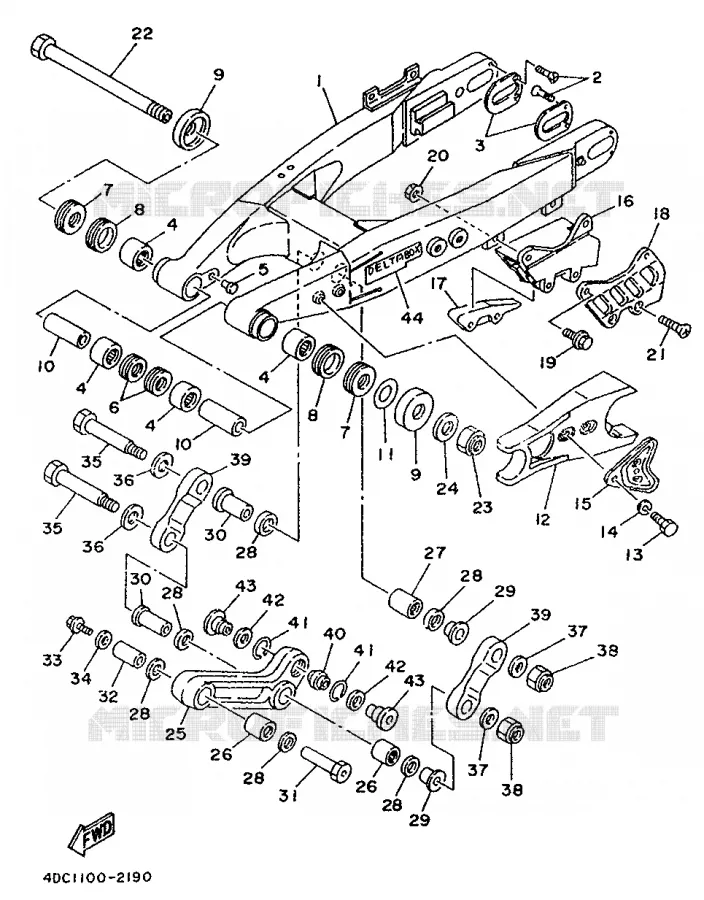 BRAS ARRIERE Yamaha MOTO 250 1992 WRZ  WR250ZD/WR250Z