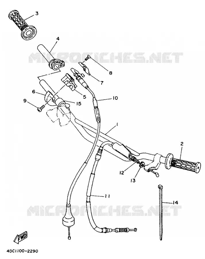 GUIDON ET CABLES Yamaha MOTO 250 1992 WRZ  WR250ZD/WR250Z