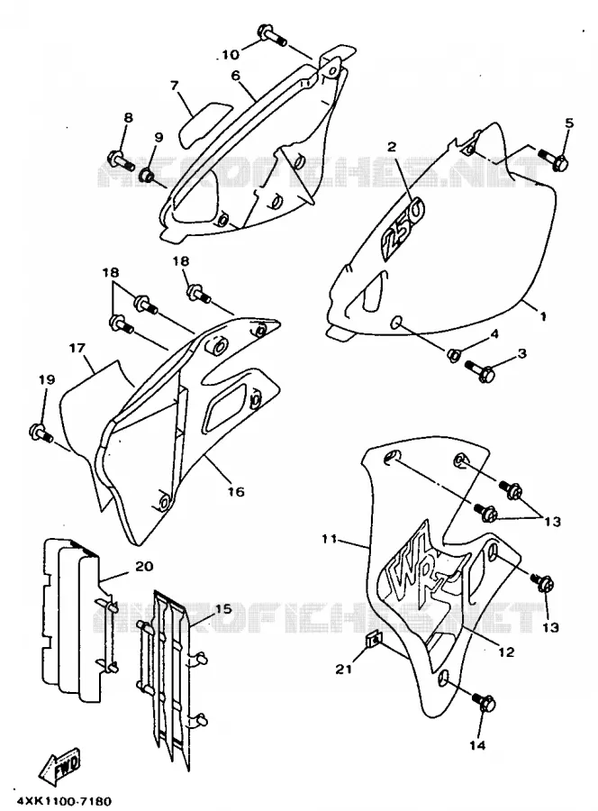 COUVERCLE LATERAL Yamaha MOTO 250 1997 WRZ  WR250ZJ