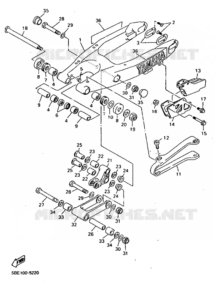 BRAS ARRIERE Yamaha MOTO 400 1998 WRF  WR400F