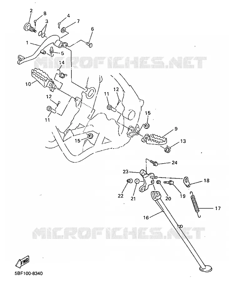 SUPPORT / REPOSE PIEDS Yamaha MOTO 400 1999 WRF  WR400F