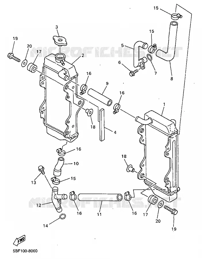 RADIATEUR / DURITES Yamaha MOTO 400 1999 WRF  WR400F