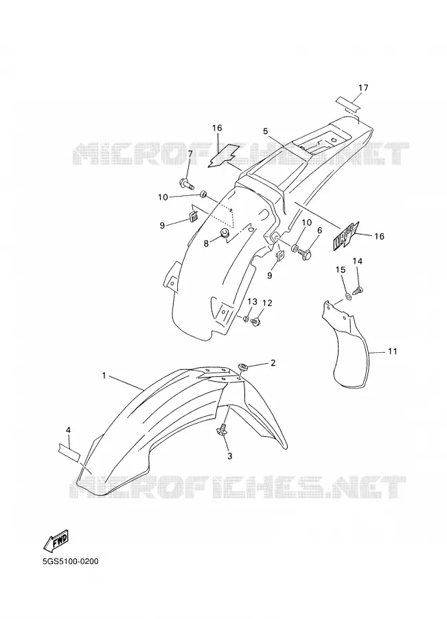 GARDE BOUE Yamaha MOTO 400 2000 WRF  WR400F