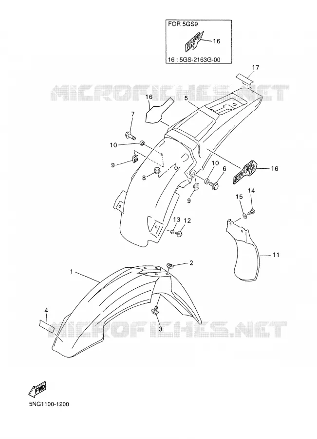GARDE BOUE Yamaha MOTO 400 2001 WRF  WR400F
