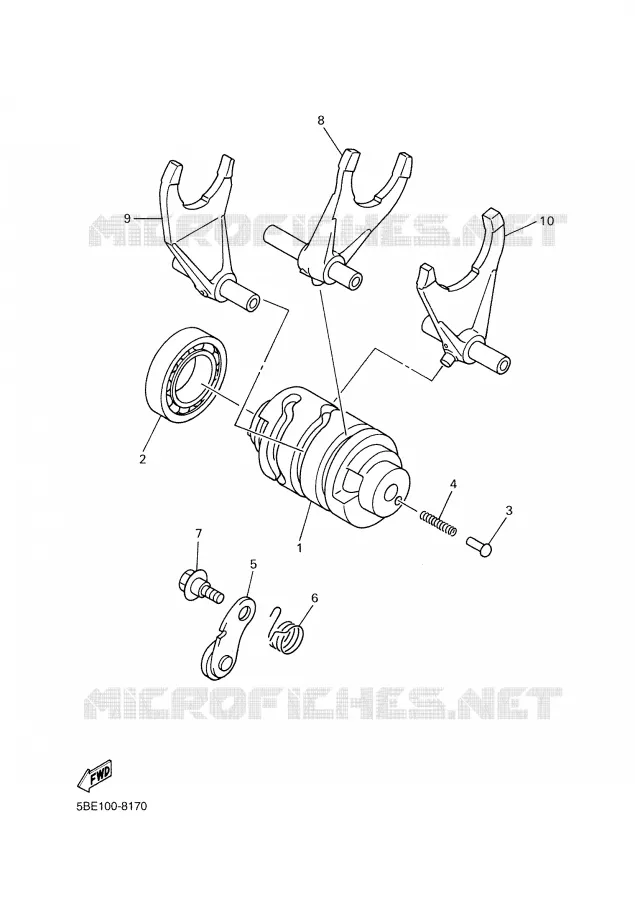 BARILLET DE SELECTION / FOURCHETTES Yamaha MOTO 400 2002 WRF  WR400F