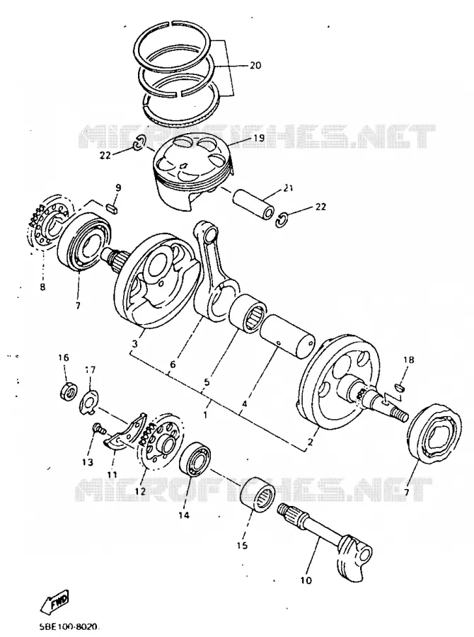 VILEBREQUIN / PISTON Yamaha MOTO 400 1998 WRF  WR400FK