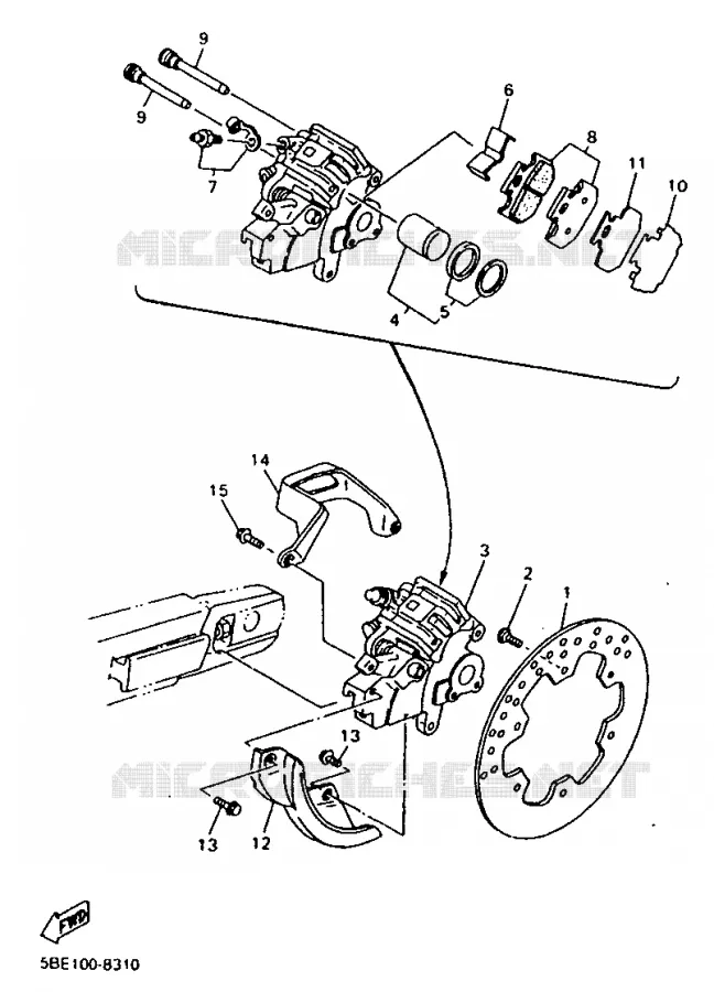 ETRIER DE FREIN ARRIERE Yamaha MOTO 400 1998 WRF  WR400FK