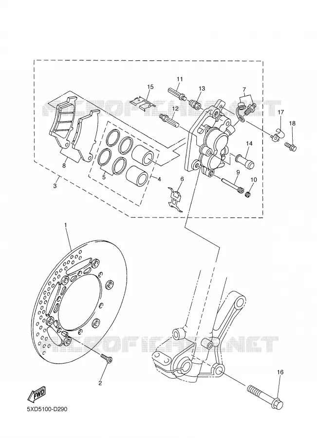 ETRIER DE FREIN AVANT Yamaha MOTO 450 2005 WRF  WR450F