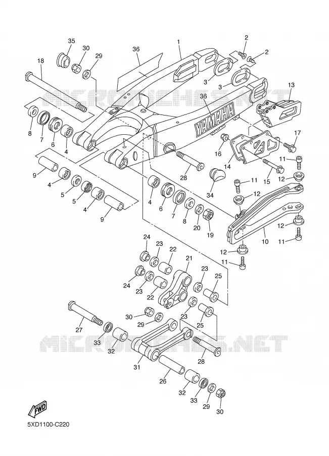 BRAS ARRIERE Yamaha MOTO 450 2004 WRF  WR450FS