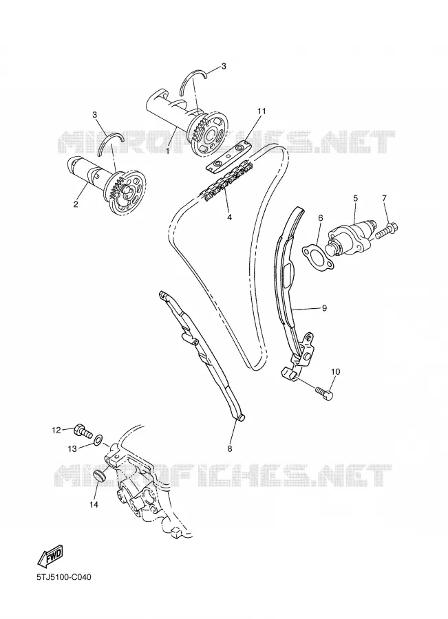 ARBRE A CAMES / CHAINE DE DISTRIBUTION Yamaha MOTO 450 2004 WRF  WR450FS