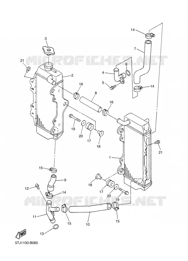 RADIATEUR / DURITES Yamaha MOTO 450 2004 WRF  WR450FS