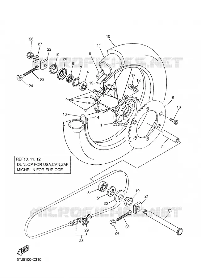 ROUE ARRIERE Yamaha MOTO 450 2004 WRF  WR450FS