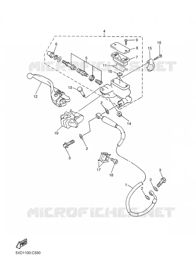 MAITRE CYLINDRE AVANT Yamaha MOTO 450 2004 WRF  WR450FS