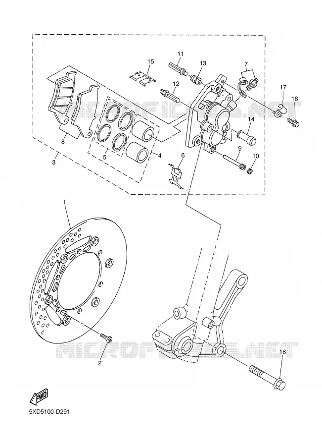 ETRIER DE FREIN AVANT Yamaha MOTO 450 2006 WRF  WR450FV