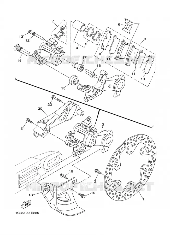 ETRIER DE FREIN ARRIERE Yamaha MOTO 450 2006 WRF  WR450FV
