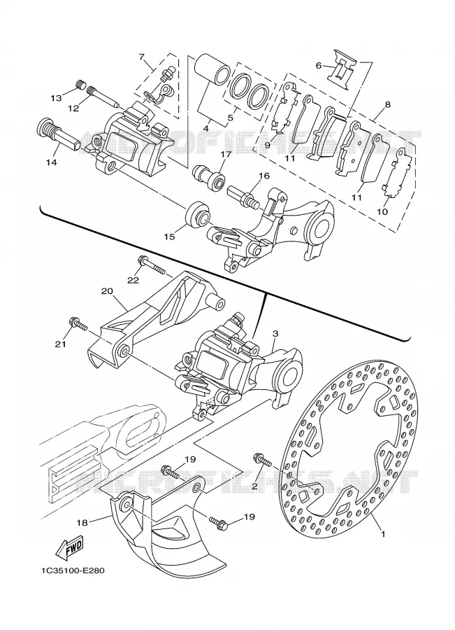 ETRIER DE FREIN ARRIERE Yamaha MOTO 450 2007 WRF  WR450FW