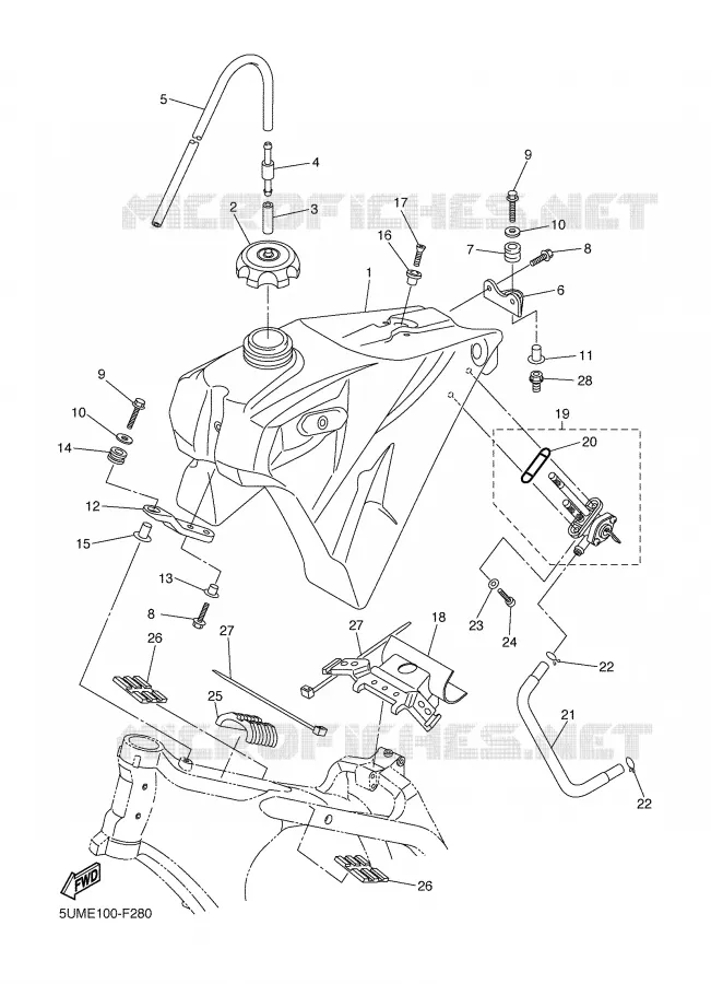 RESERVOIR A ESSENCE Yamaha MOTO 450 2009 WRF  WR450FY