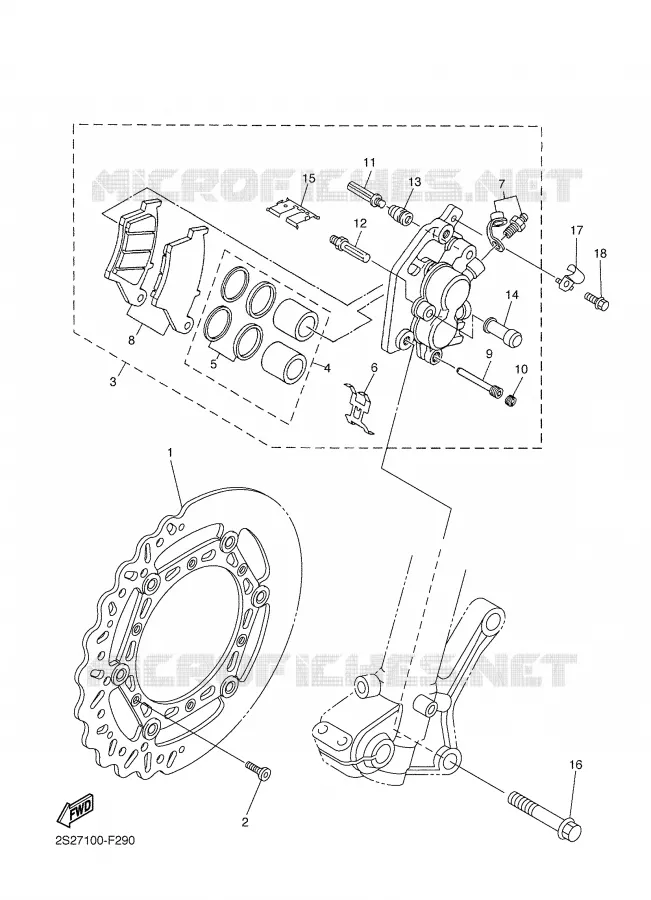 ETRIER DE FREIN AVANT Yamaha MOTO 450 2009 WRF  WR450FY