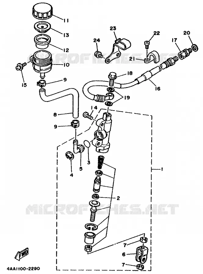 MAITRE CYLINDRE DE FREIN ARRIERE Yamaha MOTO 500 1992 WRZ  WR500ZD