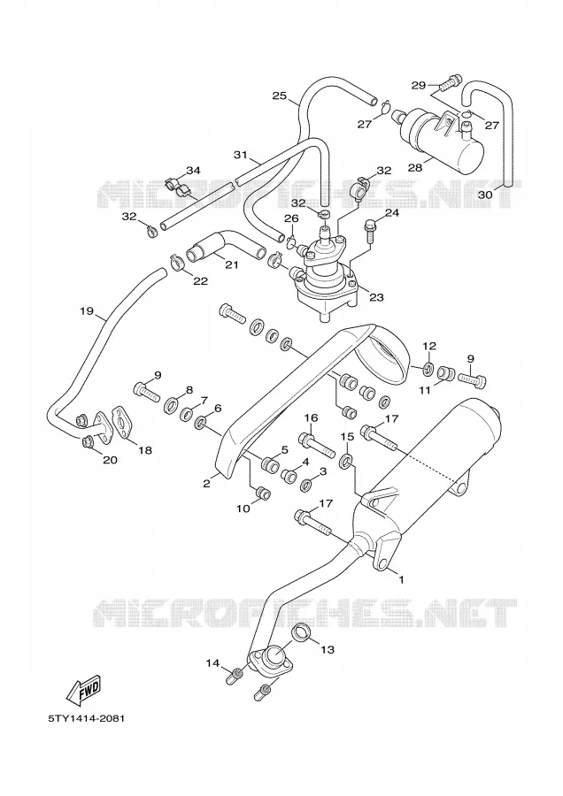 ECHAPPEMENT Yamaha SCOOTER 125 2004 CYGNUS  XC125