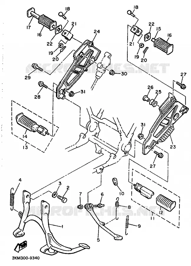 SUPPORT / REPOSE PIEDS Yamaha MOTO 600 1991 XJ  XJ600