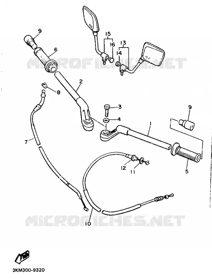 GUIDON ET CABLES Yamaha MOTO 600 1990 XJ  XJ600N (37KW)