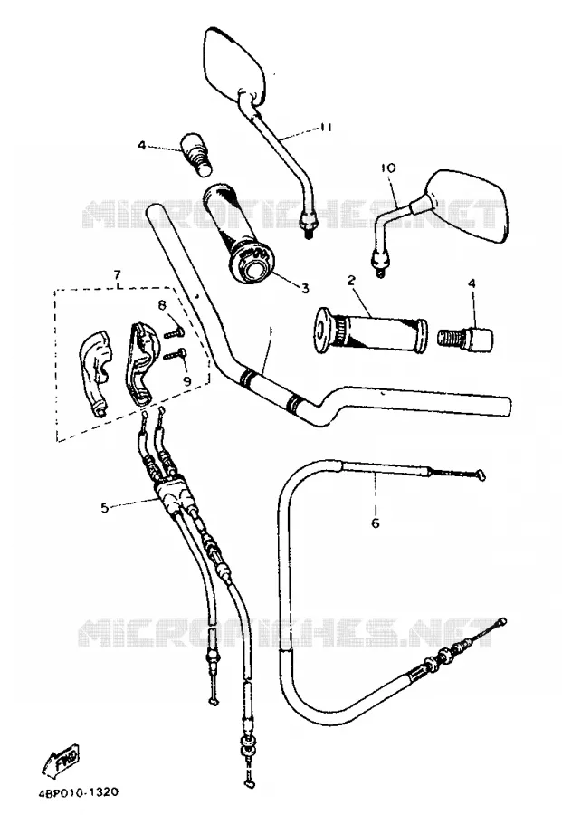 GUIDON ET CABLES Yamaha MOTO 600 1992 XJS DIVERSION  XJ600S