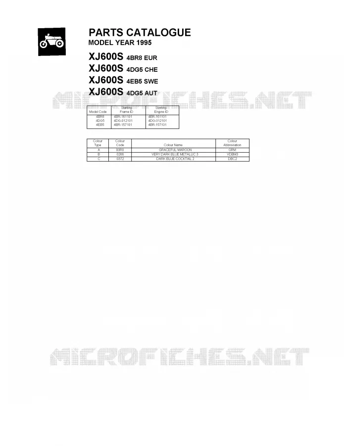 * CATALOG PREFACE * Yamaha MOTO 600 1995 XJS DIVERSION  XJ600S