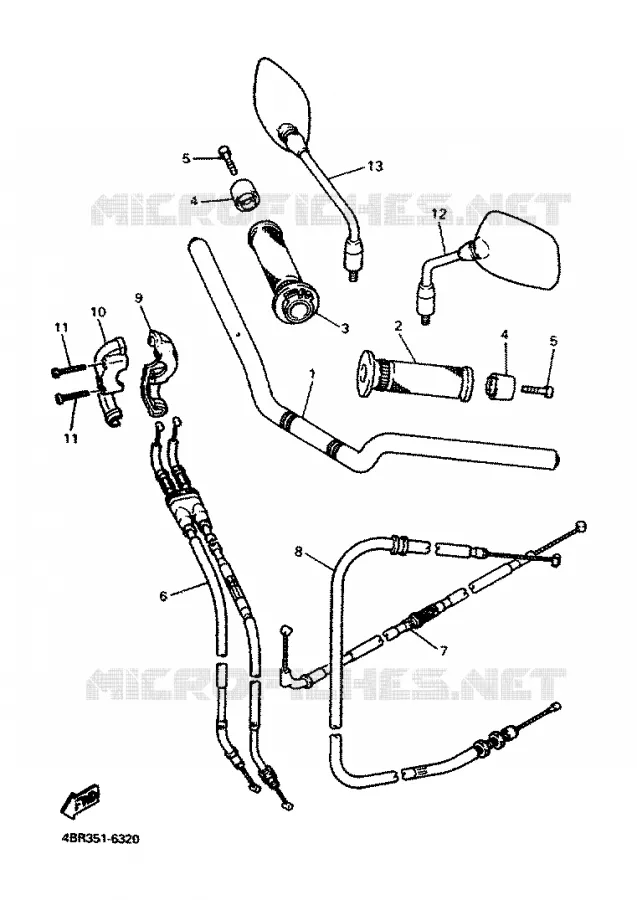 GUIDON ET CABLES Yamaha MOTO 600 1996 XJS DIVERSION  XJ600S