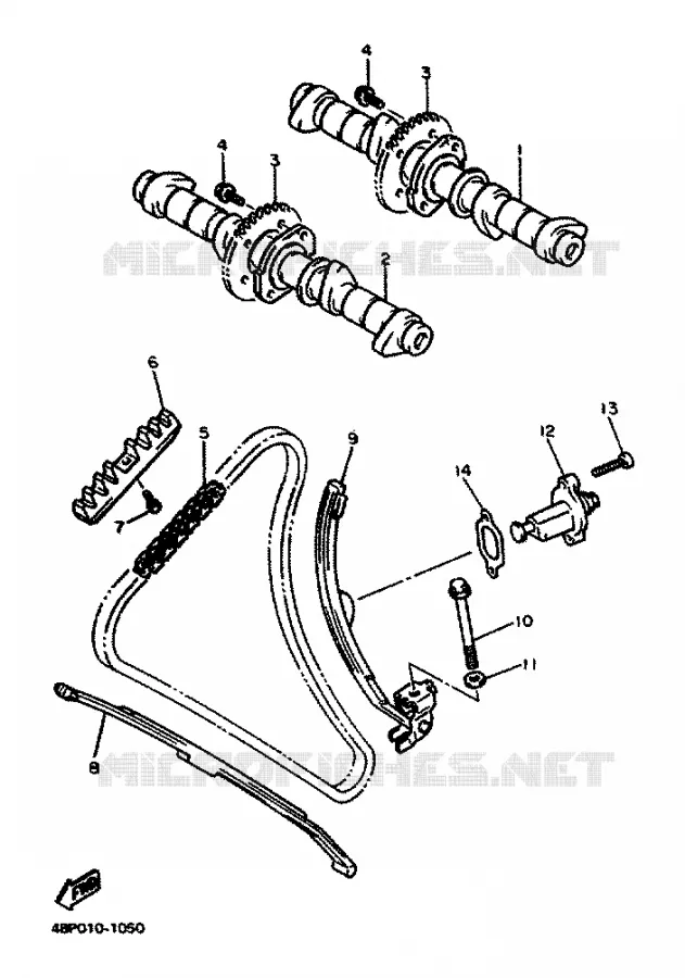 ARBRE A CAMES / CHAINE DE DISTRIBUTION Yamaha MOTO 600 1996 XJS DIVERSION  XJ600S