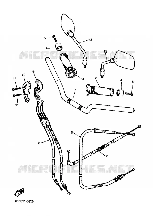 GUIDON ET CABLES Yamaha MOTO 600 1996 XJS DIVERSION  XJ600S
