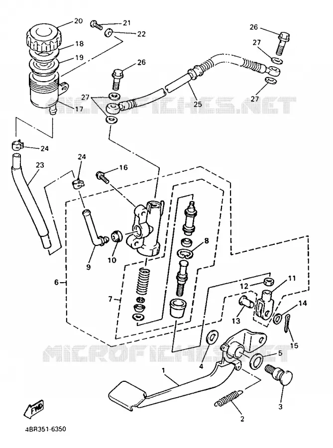 MAITRE CYLINDRE DE FREIN ARRIERE Yamaha MOTO 600 1998 XJS DIVERSION  XJ600S