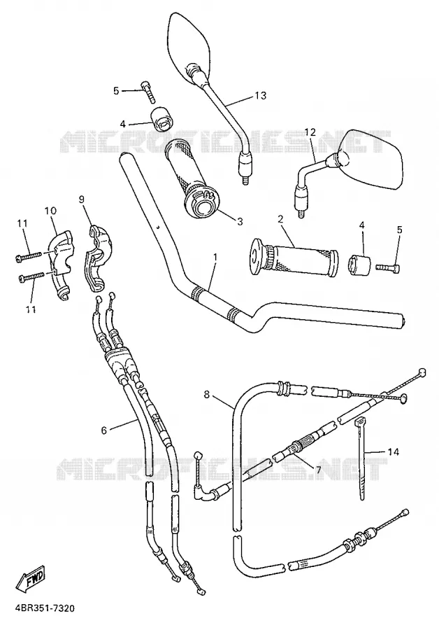 GUIDON ET CABLES Yamaha MOTO 600 1999 XJS DIVERSION  XJ600S