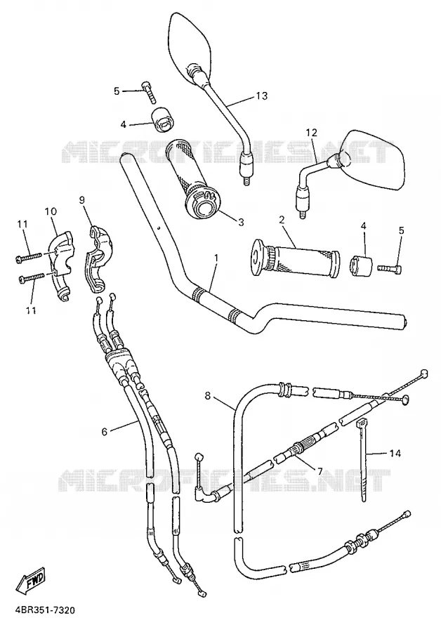 GUIDON ET CABLES Yamaha MOTO 600 1999 XJS DIVERSION  XJ600S