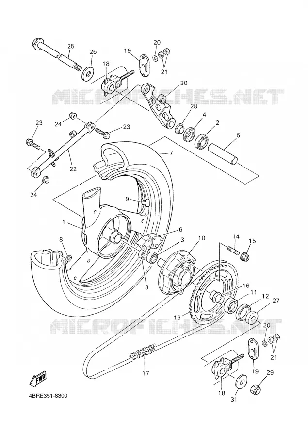 ROUE ARRIERE Yamaha MOTO 600 2000 XJS DIVERSION  XJ600S