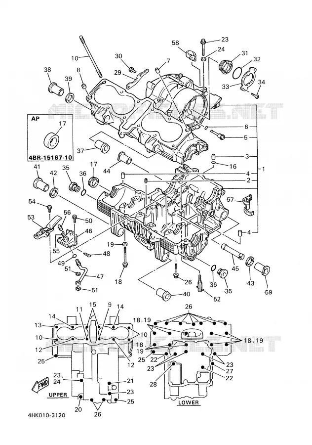 CARTER MOTEUR Yamaha MOTO 600 2001 XJS DIVERSION  XJ600S