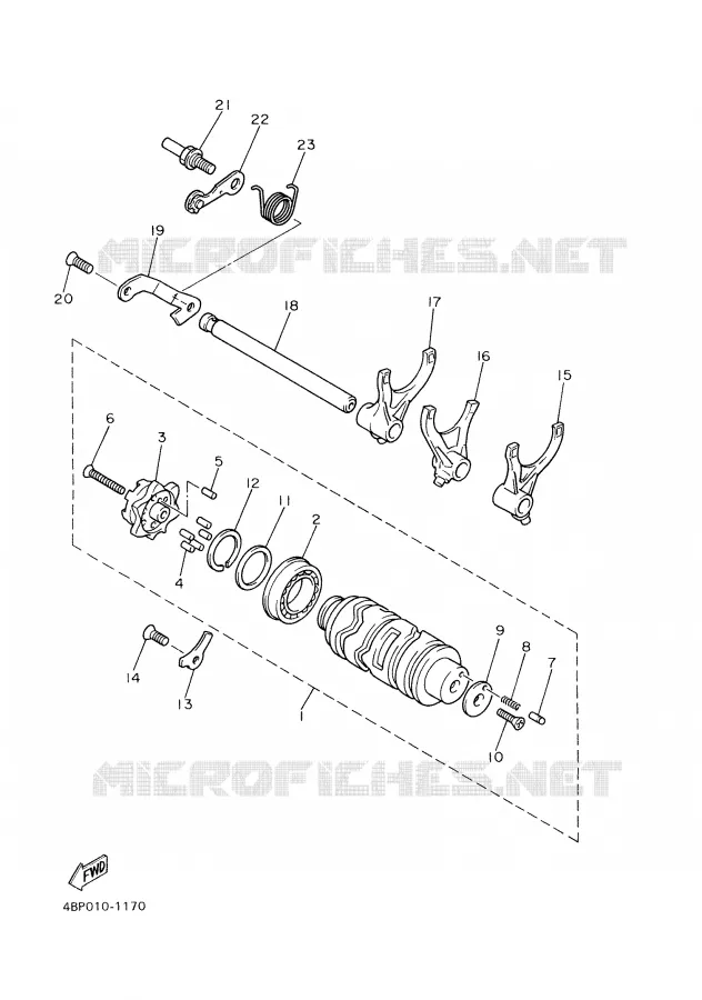 BARILLET DE SELECTION / FOURCHETTES Yamaha MOTO 600 2001 XJS DIVERSION  XJ600S