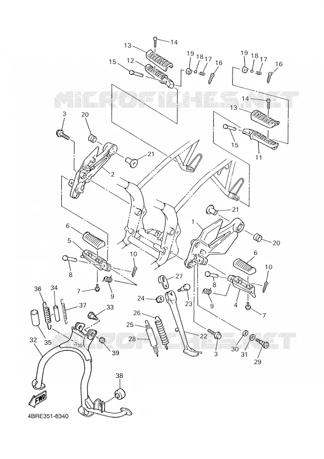 SUPPORT / REPOSE PIEDS Yamaha MOTO 600 2001 XJS DIVERSION  XJ600S