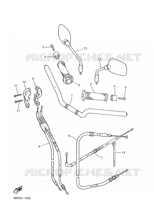 GUIDON ET CABLES Yamaha MOTO 600 2002 XJS DIVERSION  XJ600S