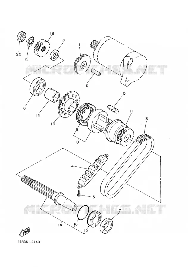 EMBRAYAGE DE DEMARREUR Yamaha MOTO 600 2002 XJS DIVERSION  XJ600S