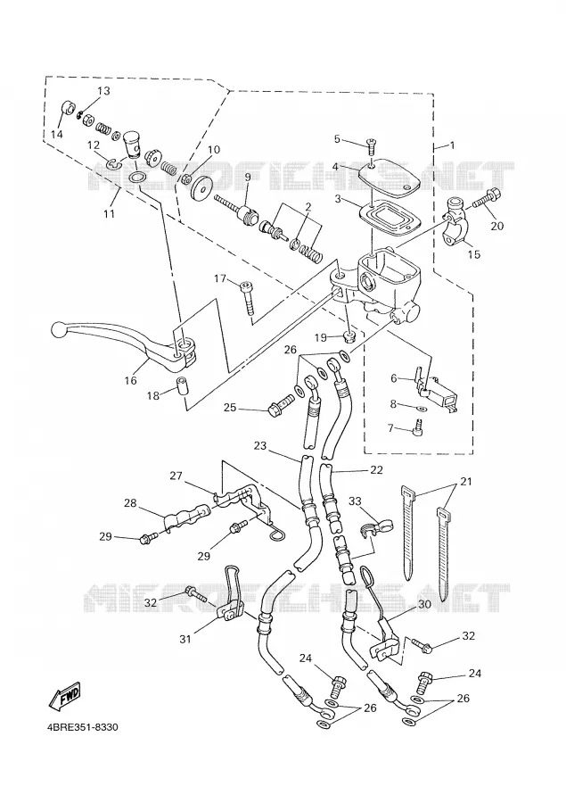MAITRE CYLINDRE AVANT Yamaha MOTO 600 2002 XJS DIVERSION  XJ600S