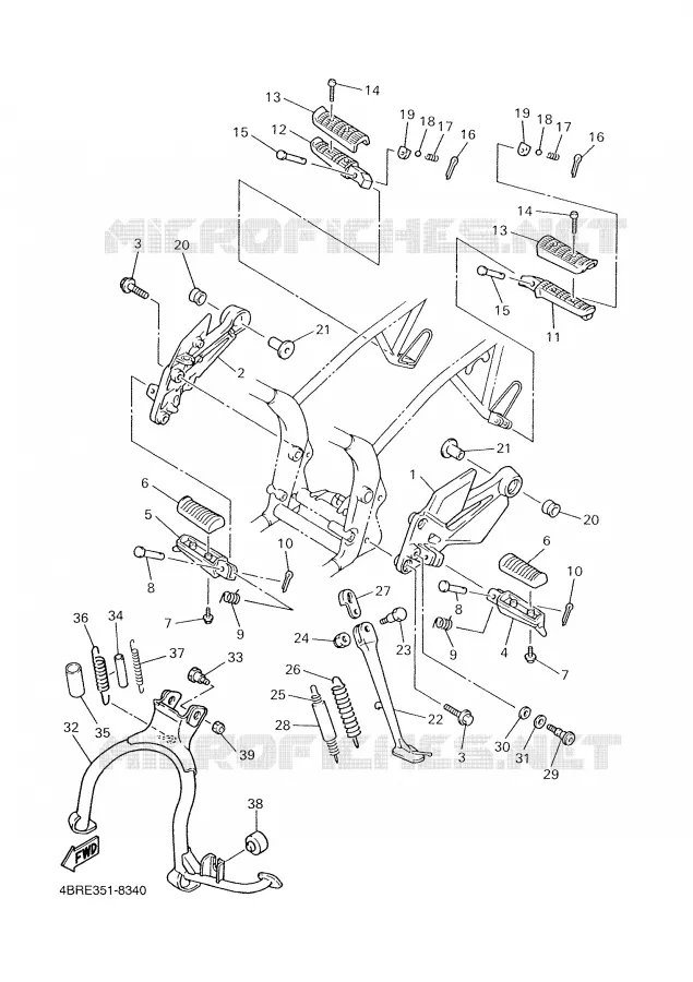 SUPPORT / REPOSE PIEDS Yamaha MOTO 600 2002 XJS DIVERSION  XJ600S