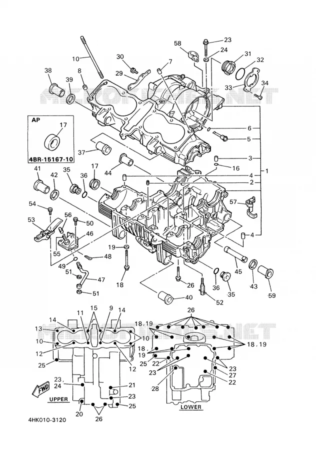 CARTER MOTEUR Yamaha MOTO 600 1997 XJS DIVERSION  XJ600S